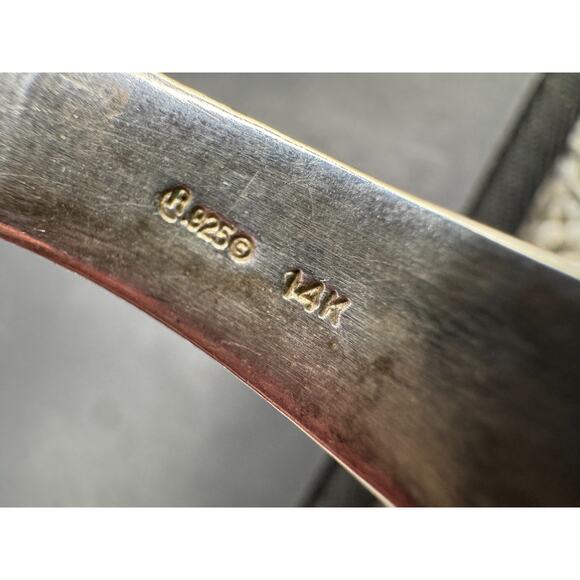 Designer Carolyn Pollak MLP Sterling Silver 925 & 14k Gold Cuff Bracelet 6.75" - Picture 6 of 10